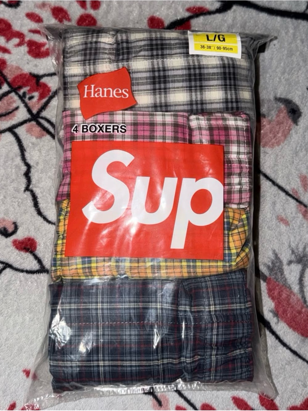 Supreme Hanes 4-Pack Plaid Boxers in Black, Pink, Yellow, Navy